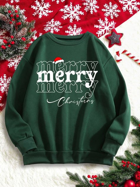 Plus Christmas Print Thermal Lined SweatshirtI discovered amazing products on SHEIN.com, come check them out! Cute Christmas Sweatshirts, Christmas Sweatshirts Vinyl, Sweatshirt And Shirt Outfit, Disney Winter Outfits, Christmas Sweatshirt Ideas, Formal Winter Outfits, Fall Flannel, Christmas Clothing, Christmas Letter