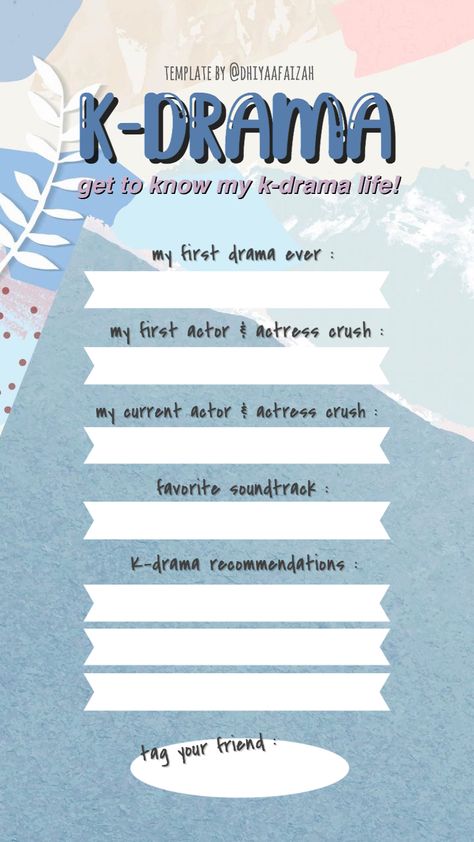 Kdrama Instagram Story, Drama Recommendations, Drama Journal, Favorite Template, Kdrama Recommendation, Independence Day Quotes, Character Sheet Template, Album Cover Wallpaper Collage, Journal Questions