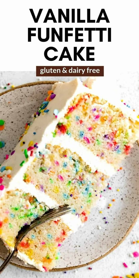 Dairy Free Funfetti Cupcakes, Gluten Free Dairy Free Cupcakes Easy, Wheat Free Cake, Gluten Free Dairy Free Funfetti Cake, Dairy Free Rainbow Cake, 6 Inch Gluten Free Cake Recipe, Dairy Free Cake Mix Recipes, Homemade Vegan Dessert, Best Dairy Free Cake