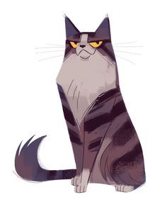 Cat Sitting Drawing, Daily Cat Drawings, Sitting Drawing, Cat Doodle, Art Mignon, Warrior Cats Art, Cat Drawings, Cat Illustrations, Drawing Faces