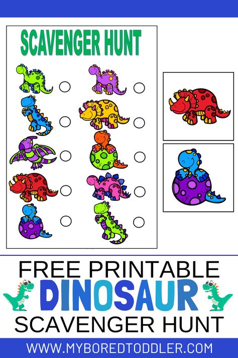 free printable dinosaur scavenger hunt treasure hunt activity for toddlers preschoolers Dinosaur Scavenger Hunt, Scavenger Hunt For Toddlers, Dinosaur Preschool Activities, Dinosaur Crafts Preschool, Dino Craft, Toddler Language Development, Dinosaur Activities Preschool, Dinosaurs Preschool, Activity For Toddlers