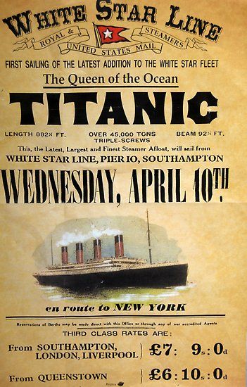 Titanic Poster, Maritime Poster, Stary Papier, White Star Line, Titanic History, Titanic Ship, Camille Claudel, Ship Poster, Old Advertisements