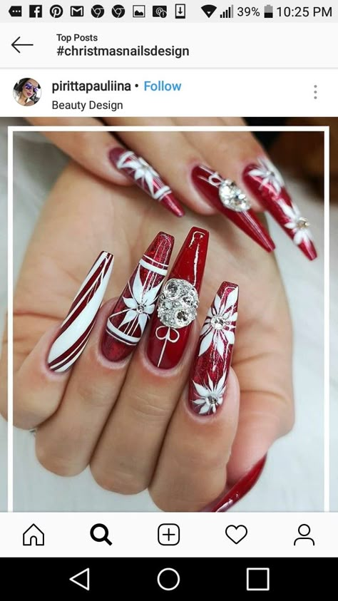 Nails Gel Christmas, Nails Acrylic Christmas, Christmas Nails Gel, Sparkly Christmas Nails, Acrylic Christmas Nails, Christmas Nail Polish, New Years Nail Designs, Art Design Ideas, Holiday Nail Designs