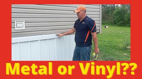 How to change vinyl to metal Skirting for a mobile home or building #MobileHomeRepair, #Vinylskirting, #MetalSkirting Mobile Home Skirting Ideas, Metal Skirting, Mobile Home Improvements, Mobile Home Skirting, Home Skirting, New Mobile Homes, Mobile Home Repair, Metal Mobile, Job Pictures