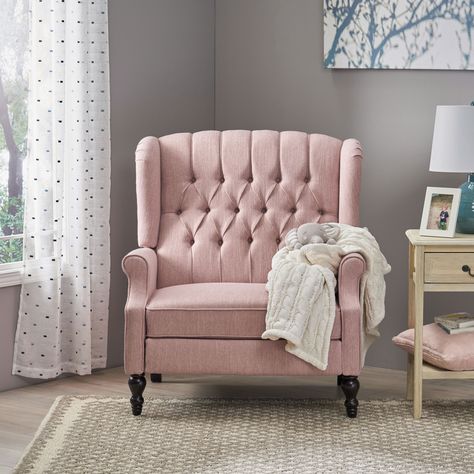 Noble House Albert Oversized Tufted Fabric Push Back Recliner, Light Blush - Walmart.com