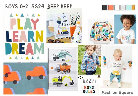 Kids Mood Board, Ss24 Trends, Kidswear Fashion, Ss 2024, Graphic Trends, Kids Mood, Girl Trends, Fashion Themes, Kids Board