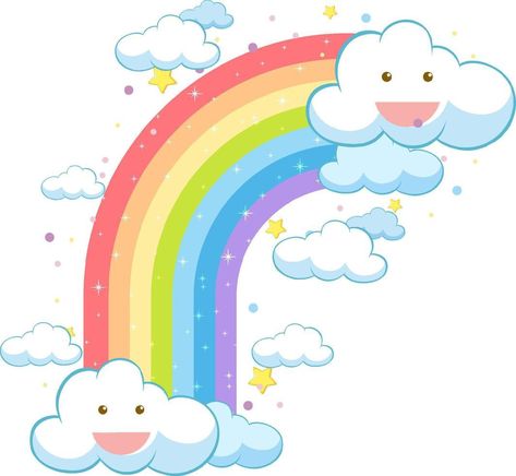 Rainbow With Clouds, Sunshine Wallpaper, Cricut Projects Easy, Rainbow Cartoon, Clip Arts, Pastel Rainbow, Peppa Pig, English Lessons, Cricut Projects