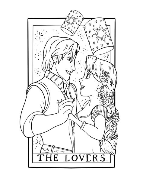 The Lovers Tarot Card Coloring Page, Cute Aesthetic Coloring Pages Printable, Coloring Aesthetic Page, Disney Couples Drawings, Printable Coloring Sheets Aesthetic, Aesthetic Coloring Pages Simple, Colouring Pages Aesthetic, Aesthetic Coloring Pages Free Printable, Coloring Sheets Aesthetic