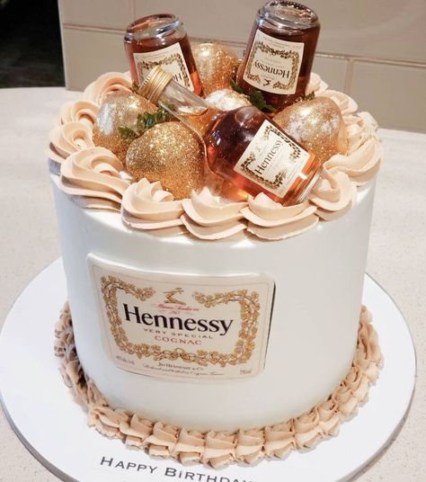 pretty & unique. follow for more content. Henny Birthday Ideas, Hennessy Party Ideas For Men, 21st Cakes For Guys, Hennesy Cake Birthdays, Henny Cake Birthday Men, Hennessey Cake For Men, 21st Birthday Ideas For Guys Cake, Hennessy Birthday Cakes For Men, Hennessy Cake For Women