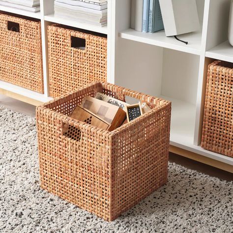 HADERITTAN Basket, 11 ¾x11 ¾x11 ¾" - IKEA Ikea Storage Bins, Cube Storage Baskets, Ikea Finds, Baskets For Shelves, Basket And Crate, Ikea Storage, George Nelson, Wicker Basket, Cube Storage