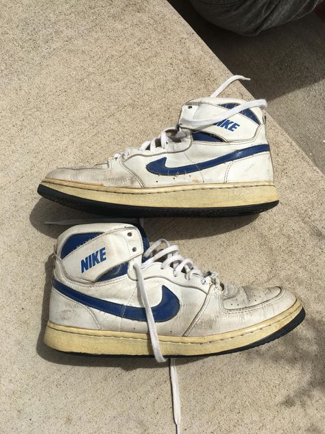 [ID] 80s Nike High Tops Vintage High Top Sneakers, Nike 80s Shoes, 80s Nike Shoes, Vintage Sneakers Aesthetic, Old Nike Shoes, Shoes From The 80s, Vintage Nike Sneakers, Nike Shoes Vintage, High Top Nike Shoes