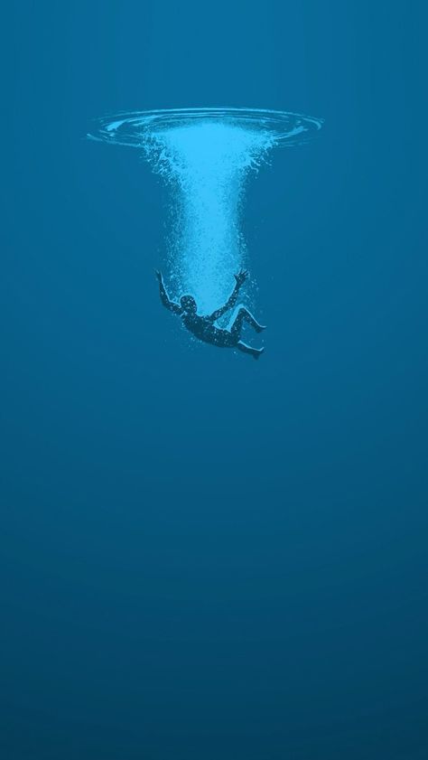 Fall instantly in water #iPhone #5s #Wallpaper | http://www.ilikewallpaper.net/iphone-5-wallpaper/， enjoy more beautiful iPhone 5s wallpapers . Man Sinking In Water, Person Sinking Underwater, Person Underwater, Sinking Underwater, Underwater Drawing, Fall Drawings, Underwater Art, Ultramarine Blue, Water Drawing