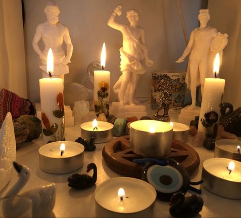 God Altar Ideas, Greek Altar Ideas, Hellenic Altar Ideas, Greek Pagan Altar, How To Worship Apollo, Dionysus Altar Ideas, Greek God Alters, Deity Altar Ideas, Greek God Altar Ideas