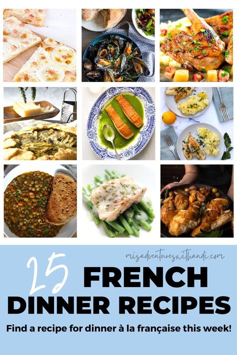 From chicken recipes to seafood recipes and vegetarian recipes, we've got you covered with the best French dinner recipes. Whether you're looking for a classic dish or something new and exciting, these recipes are sure to please! French Entrees, French Dinner Recipes, French Chicken Recipes, French Dinner Parties, Family Meal Prep, French Dinner, Traditional French Recipes, Chicken Fricassee, 3 Course Meals