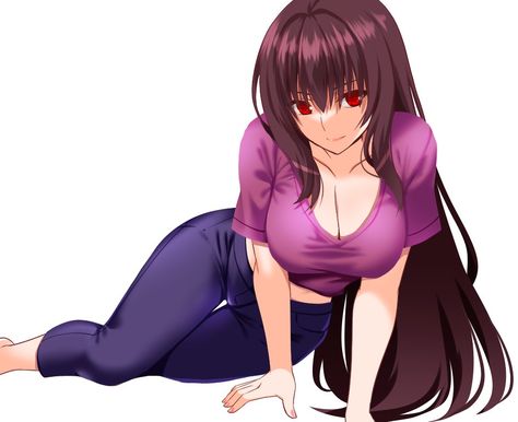 Scáthach Long Bangs Long Hair, Bangs Long Hair, Scathach Fate, Dragon Armor, Long Bangs, Fate Anime Series, Matching Wallpaper, Simple Background, Fate Series