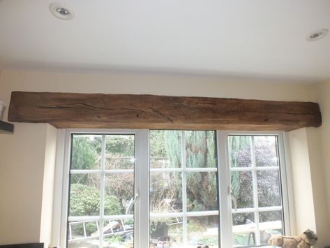 Fake oak Window lintels - Period Creations - False oak beams and RSJ Covers Wood Lintels Over Windows, Wood Over Windows Interior, Wood Beam Window Header, Wood Beam Over Window, Cottage Ceiling Beams, Beam Over Window, Vaulted Ceiling Faux Beams, Beam Above Window, Lintels Window