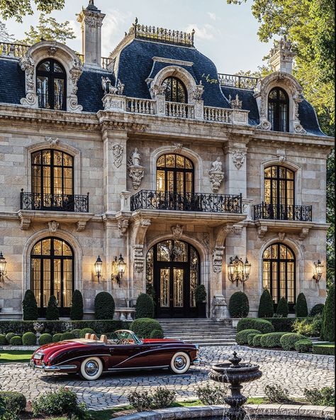 Royality ⚜️ French Mansion 🏯 French Mansion Interior, French Chateau Aesthetic, French Chateau Floor Plans, French Chateau Exterior, Parisian Mansion, French Chateau Mansion, French Chateau Interiors, Chateau Exterior, French Chateau Style Homes