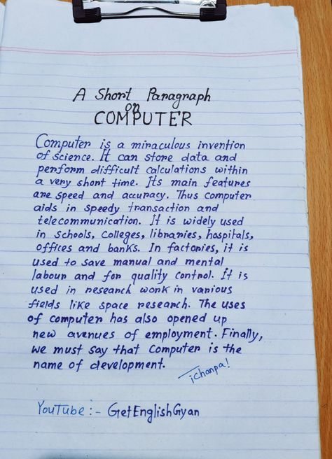 Computer is a miraculous invention of science. English Paragraph, Craft Bookmarks, Computer Notes, Computer Networking, Positive Quotes Wallpaper, Paragraph Writing, English Writing Skills, English Writing, Writing Skills