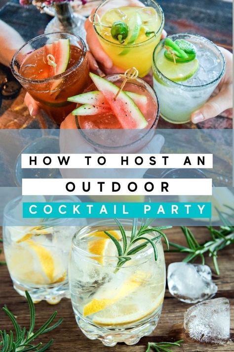 Now is the time of year to take everything outside: picnics, cookouts and parties, of course! With a couple of cocktails in hand, these tips and tricks for hosting a fabulous cocktail party will guarantee the best party of the summer! These 5 top tips on how to host a cocktail party are so helpful! Number 3 saved my party! Perfect for summer celebrations, holidays and July 4th! Cocktail Party With Friends, Outdoor Cocktail Party Ideas, Summer Cocktail Party Decor, Cocktail Party Ideas Decorations, Cocktail Party Ideas, Cocktail Party Planning, Outdoor Cocktail Party, Cocktail Party Decor, Summer Cocktail Party