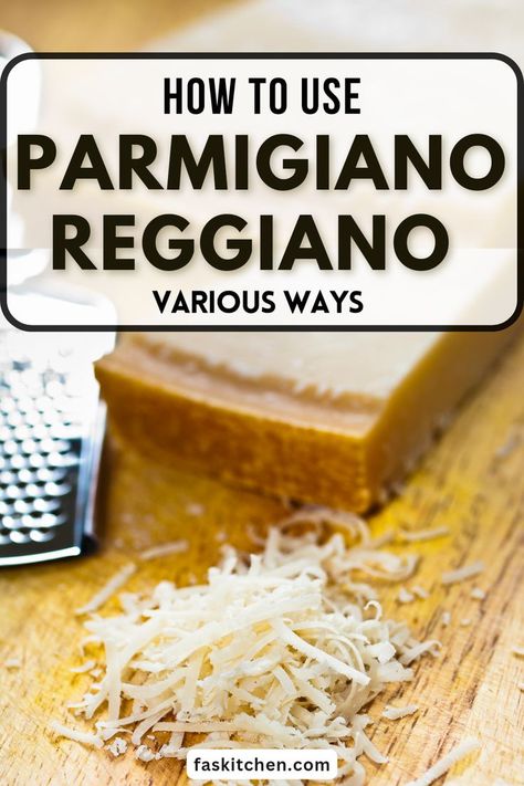 A wedge of Parmigiano Reggiano cheese with a rustic wooden cheese grater, scattered cheese shavings, and a few slices of the cheese on a wooden cutting board. Parmigiano Reggiano Recipes, Snacks And Appetizers, Parmesan Reggiano, Romano Cheese, Italian Cheese, Cheese Lover, Parmigiano Reggiano, Parmesan Cheese, Cheese Recipes