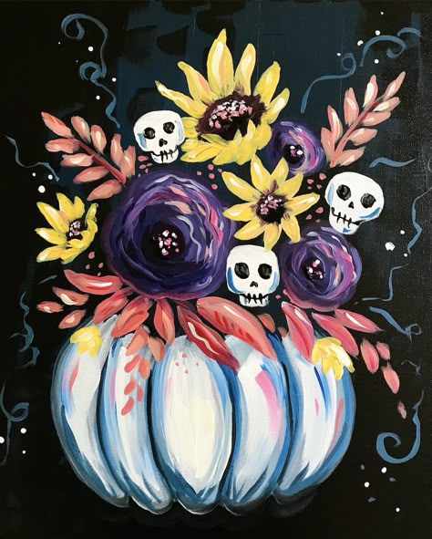 Book now for Paint Nite On-Demand: Halloween BOO-quet with Wendy Anderson ART BASH. Earn 10 Loyalty Reward points for every ticket! Fall Paint And Sip Ideas, Fun Activites, Halloween Canvas Paintings, Halloween Canvas Art, Fall Paintings, Gnome Paint, Journal Therapy, Simple Acrylic, Paint Nite