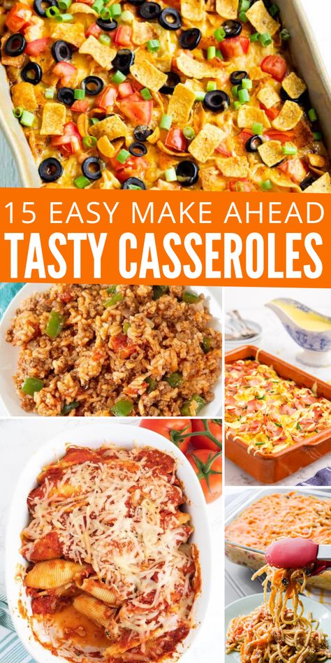 Make-Ahead Casseroles are such a great way to meal prep for dinners and lunches. Here is a great list of casseroles you can make in advance to toss into the oven on busy weeknights. Great for busy moms who are running short on time.  #passion4savings #casserole #makeahead #breakfast #lunch #dinner #recipes #baked #oven #easy #busymoms Easy Meal Casserole, Pop In The Oven Meals, Take And Bake Casserole, Prepare Ahead Casserole Dinners, Casserole Prep Ahead, Meals To Make For Guests, Easy Make Ahead Dinners For The Week, Make Ahead Oven Dinners, Best Reheatable Casseroles