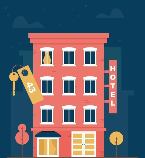 Hotel Illustration, Hotel House, Building Illustration, Graphic Arts, Apartments For Rent, Art Boards, Vector Art, Vector Free, For Free