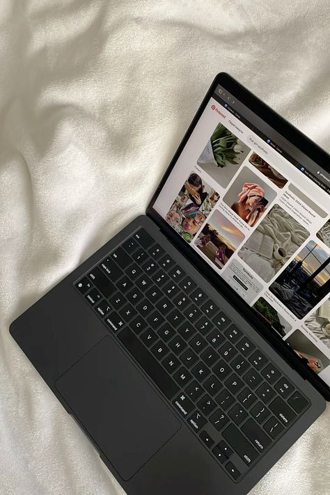 Laptop For School, Working At Pinterest, Pinterest Laptop Aesthetic, Phone And Laptop Aesthetic, New Computer Aesthetic, Cute Laptop Aesthetic, Pinterest On Laptop Aesthetic, New Laptop Vision Board, Apple Macbook Air Aesthetic