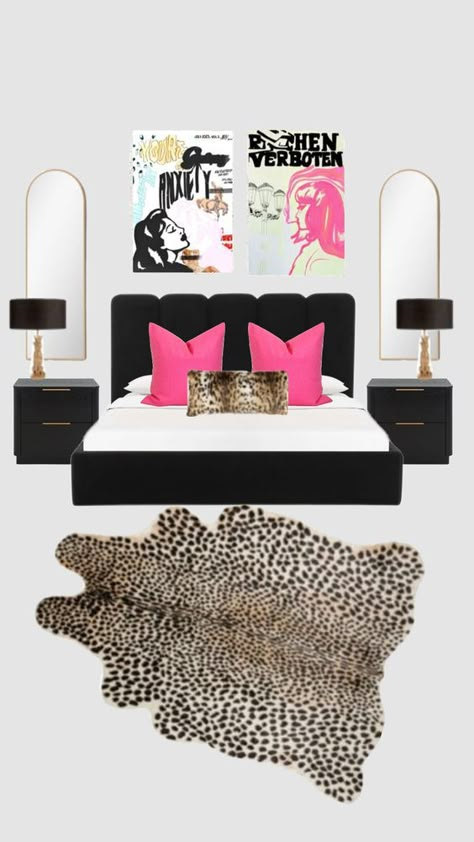 Check out sayl9536's Shuffles #myfirstshuffle Edgy Room Ideas Bedrooms, Leopard Bedroom Decor, Edgy Rooms, Leopard Bedroom, Luxury Dorm Room, Girl Apartment Decor, Apartment Wall Decor, Luxury Room Bedroom, College Apartment Decor