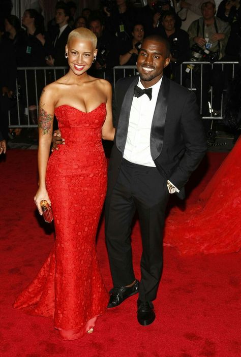 Kanye West and Amber Rose Kanye And Amber Rose, Amber Rose Style, African Print Maxi Skirt, Amber Rose, Rose Photos, Costume Institute, Rose Hair, Rose Style, Kardashian Style