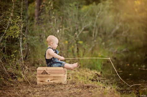 Fishing Themed Photoshoot, Fishing 1st Birthday Pictures, Toddler Fishing Photo Shoot, Fishing First Birthday Photoshoot, Fishing One Year Old Pictures, Baby Fishing Photo Shoot, Toddler Hunting Photo Shoot, The Big One Photo Shoot, Fishing First Birthday Pictures