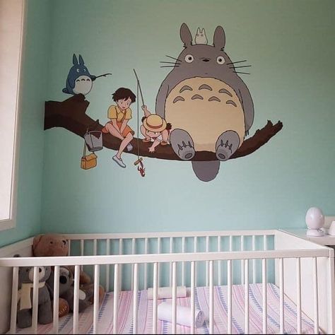 Totoro Bedroom, Ghibli Crafts, Totoro Nursery, Studio Ghibli Crafts, Themed Rooms, Otaku Room, Room Wall Painting, Cute Diy Room Decor, Baby Room Inspiration