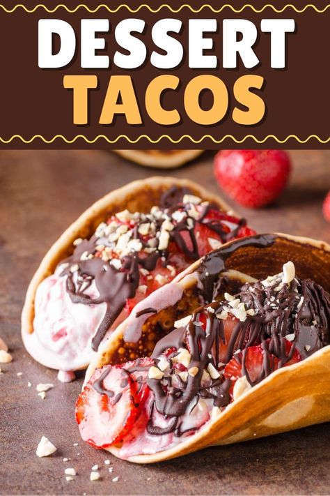 Dessert tacos aren't as popular as those with beef and cheese, but after one bite, I think you'll be hooked. They're fruity, sweet, and ideal for parties. Fruit Tacos Recipes, Fruit Tacos Desserts, Fruit Tacos, Dessert Tacos Recipes, Taco Dessert Ideas, Dessert Tacos, Fruit Taco, Food Truck Desserts, Choco Taco