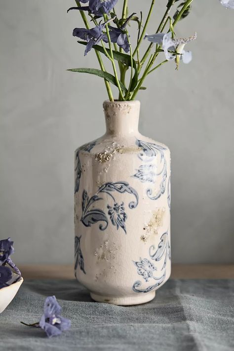 Scrollwork Ceramic Vase, Tall | Terrain