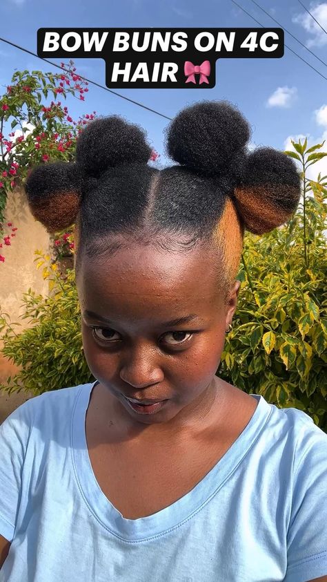 BOW BUNS ON 4C HAIR 🎀 Bow Buns, How To Bun, Cabello Afro Natural, Natural Hair Bun Styles, Hair Puff, Beautiful Black Hair, Protective Hairstyles For Natural Hair, Quick Natural Hair Styles, Quick Braided Hairstyles