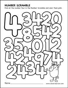 Number scramble activity worksheet for number 4 for preschool children Kindergarten Math Free, Preschool Number Worksheets, Pre K Worksheets, Kindergarten Math Worksheets Free, Homework Worksheets, Activity Worksheet, Worksheet For Kids, Numbers Kindergarten, Teaching Numbers