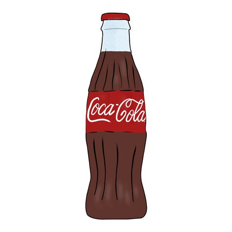 Cartoon Coke Bottle, Coke Drawings Easy, Coke Bottle Drawing, Coke Illustration, Coca Cola Drawing, Coca Cola Lata, Coke Sticker, Coca Cola Aesthetic, Cola Sticker