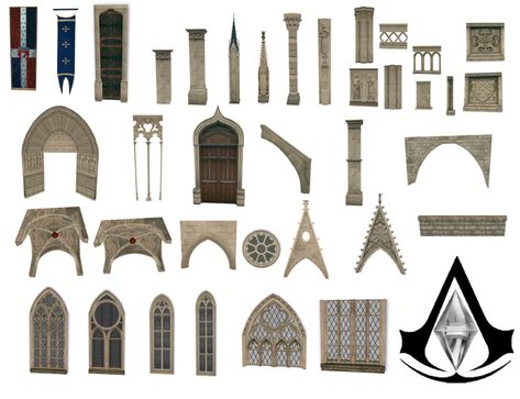 Gothic Items, Victorian Gothic House, Sims 4 Cc Goth, The Sims 4 Lots, Furniture Cc, Clothes Furniture, Medieval Architecture, Sims 4 Expansions, Gothic Furniture