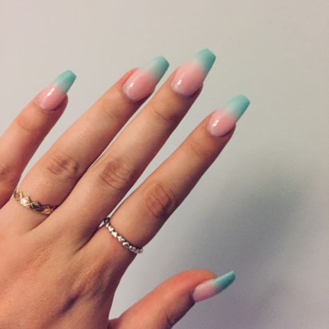 Turquoise Ombre Nails, Tiffany Blue Ombre Nails, Teal And Pink Ombre Nails, Teal Blue Ombre Nails, Ombré Teal Nails, Turquoise Ombre Nails Teal, Turquoise Nail Art, Turquoise Ombre, Seafoam Color