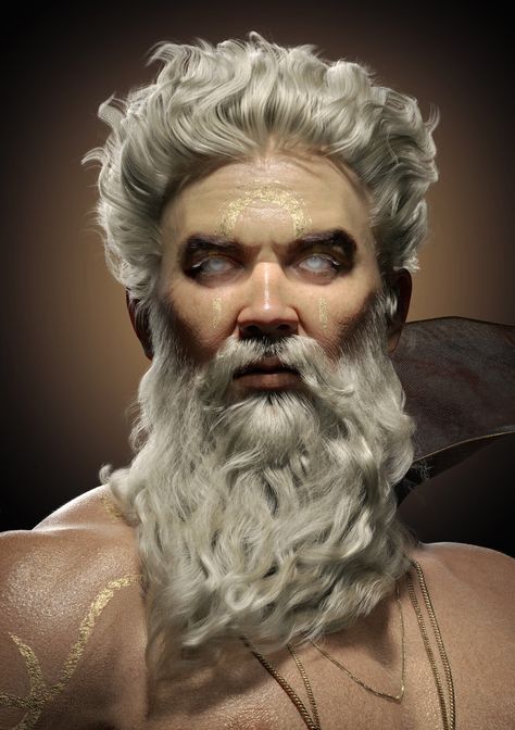 ArtStation - Zeus, Annina Weber Greek Mythology Statue, Greek Hair, Zeus God, Old Man Portrait, Zeus Tattoo, My Classmates, Greek Costume, Statue Tattoo, Ancient Greek Sculpture