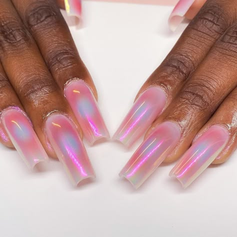 Nailporn | ✨💕💜💗 PINK CHROME AURA 💗💜💕✨ . . . . . . . . . . . For the newest & coolest nail products click the link in our bio 🔗 Posted… | Instagram Chrome And Pink Nails, Holiday Nails French, Aura Chrome Nails, Chrome Aura Nails, Beach Themed Nails, Acrylic Nails Almond Shape, Seashell Nails, 2023 Beach, Beach Nail Designs