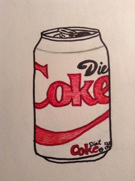 Coke Drawings Easy, Diet Coke Drawing, Can Drawing, Diet Coke Can, Something To Draw, Environment Inspiration, Coke Can, Paper Templates Printable, Coca Cola Can