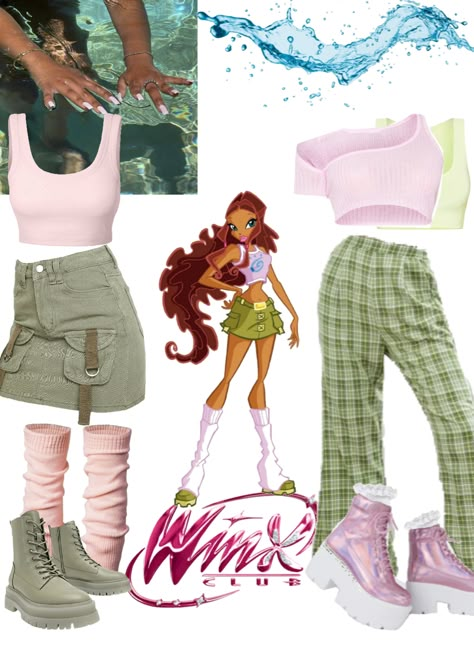 Winx Club Inspired Outfits Aisha, Aisha Winx Club Outfit, Aisha Winx Club Costume, Aisha Outfits, Aisha Winx Club, Winx Aisha, Rapunzel Outfit, Aisha Winx, Spirit Week Outfits