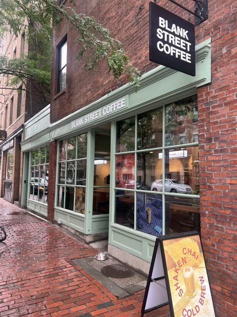 #blankstreet #boston #beacon #coffee #brick #cute #coffeeshop #city Aesthetic Coffee Shop Exterior, Boston Coffee Shop Aesthetic, Boston Coffee Shops, Brick Coffee Shop, City Coffee Shop, Coffee Shop Bookstore, Winter Cafe, Brick Cafe, Nyc Coffee Shop