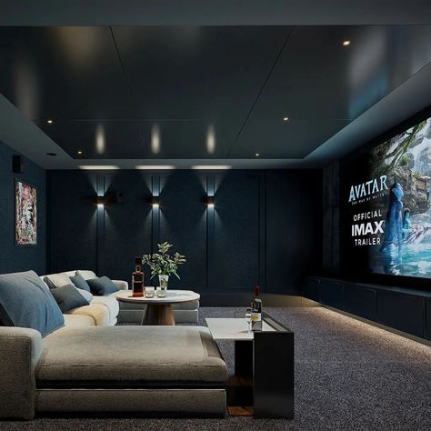 Masculine Media Room, Media Room Ideas Theatres, Small Cinema Room, Cinema Room Design, Home Theatre Design, Tv Den, Theatre Room Ideas, Media Room Decor, Basement Movie Room