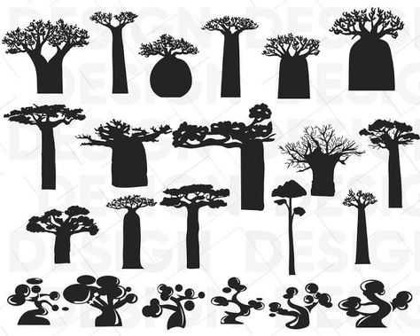 African Tree, Stencil Vinyl, Safari Decorations, Baobab Tree, Tree Artwork, Silhouette Stencil, Tree Svg, File Image, Tree Silhouette