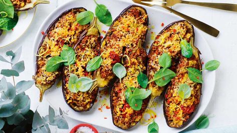 Eggplant Recipes Vegetarian, Stuffed Eggplant Recipes, Healthy Summer Dinner Ideas, Canning Cherry Tomatoes, Healthy Summer Dinner, Summer Dinner Ideas, Light Summer Meals, Spiced Lentils, Canned Lentils