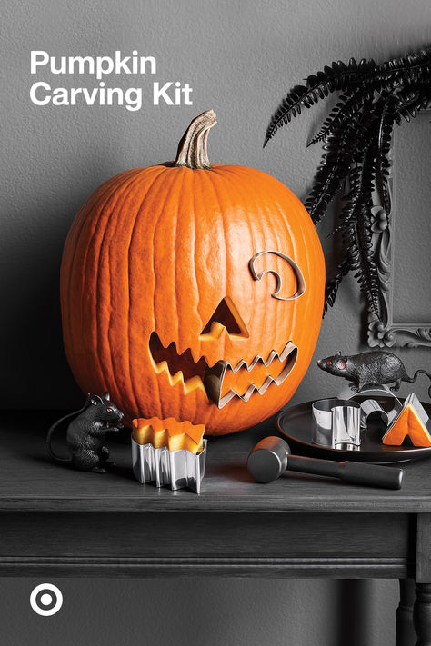 Gather the fam & let your creative side shine with this DIY pumpkin carving kit. Scary, cute, or funny—pick your jack-o-lantern’s vibe for Halloween. Make teams & get crafty! Mini Pumpkin Carving Ideas, Mini Pumpkin Carving, Easy Pumpkin Designs, Easy Pumpkin Carving Ideas, Cat Pumpkin Carving, Scary Pumpkin Faces, Cute Pumpkin Carving, Halloween Pumpkin Carving, Pumpkin Carving Kits