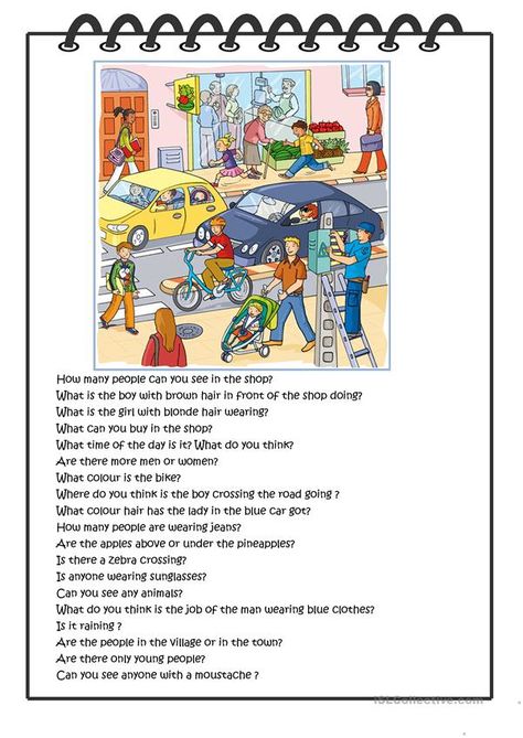 What can you see in the picture - English ESL Worksheets for distance learning and physical classrooms Image Description English, Describe The Picture, Picture Comprehension For Class 1, Look At The Picture And Write Sentences, Picture Description For Class 2 English, English Reading Skills, Esl Vocabulary Games, Picture Story Writing, English Conversation For Kids