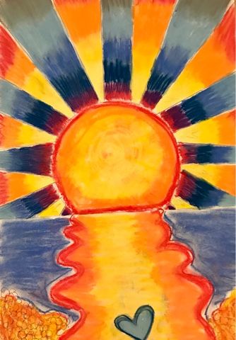 A Peter Max Sunshine Art Lesson using oil pastels. Peter Max Art, Sun Painting, Patriotic Art, Sunrise Painting, Peter Max, Sisters Art, Oil Pastel Art, Sun Art, Soul Sisters